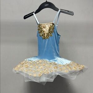 Blue and Gold Kids Ballet Costume